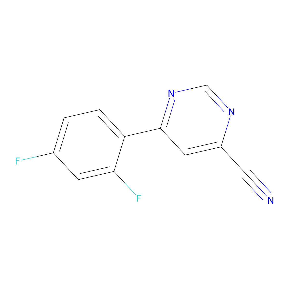 6-(2,4-Difluorophenyl)pyrimidine-4-carbonitrile molecular structure, CAS 2098076-28-7