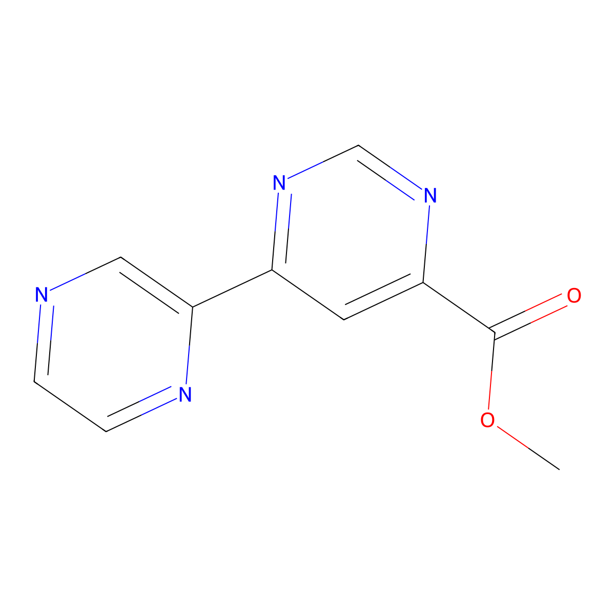 Methyl 6-(pyrazin-2-yl)pyrimidine-4-carboxylate molecular structure, CAS 2098076-33-4