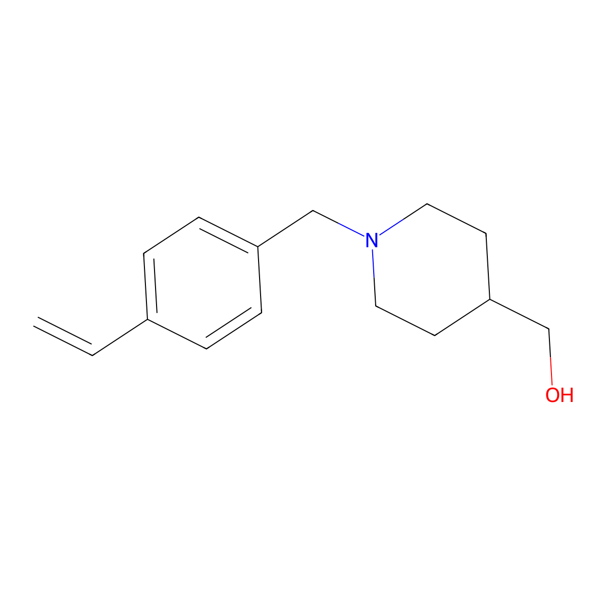 (1-(4-Vinylbenzyl)piperidin-4-yl)methanol molecular structure, CAS 2098077-24-6