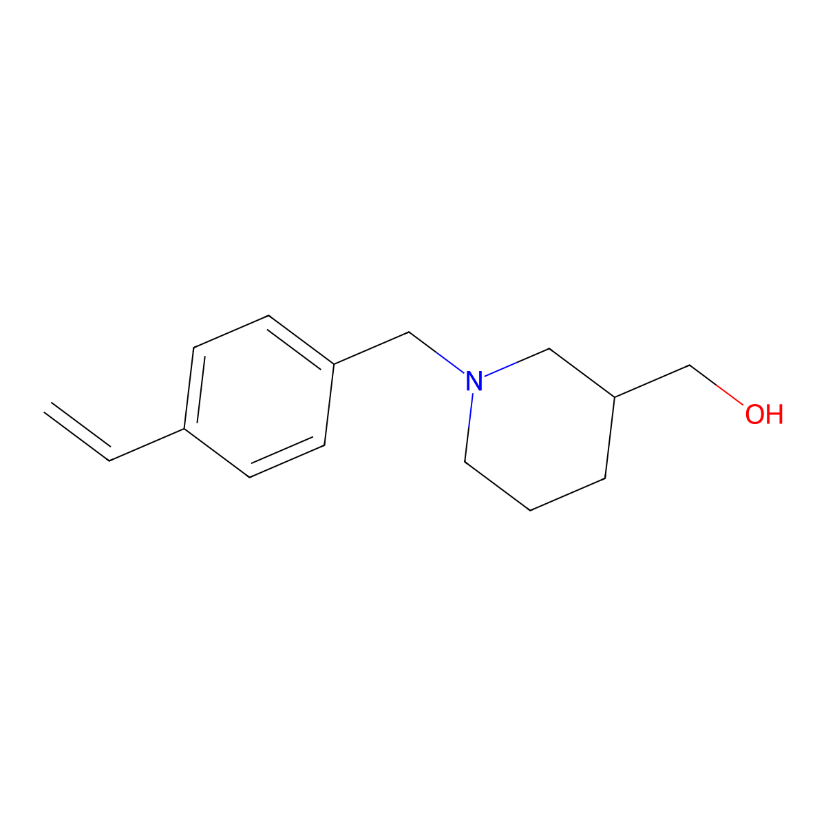 (1-(4-Vinylbenzyl)piperidin-3-yl)methanol molecular structure, CAS 2098077-27-9