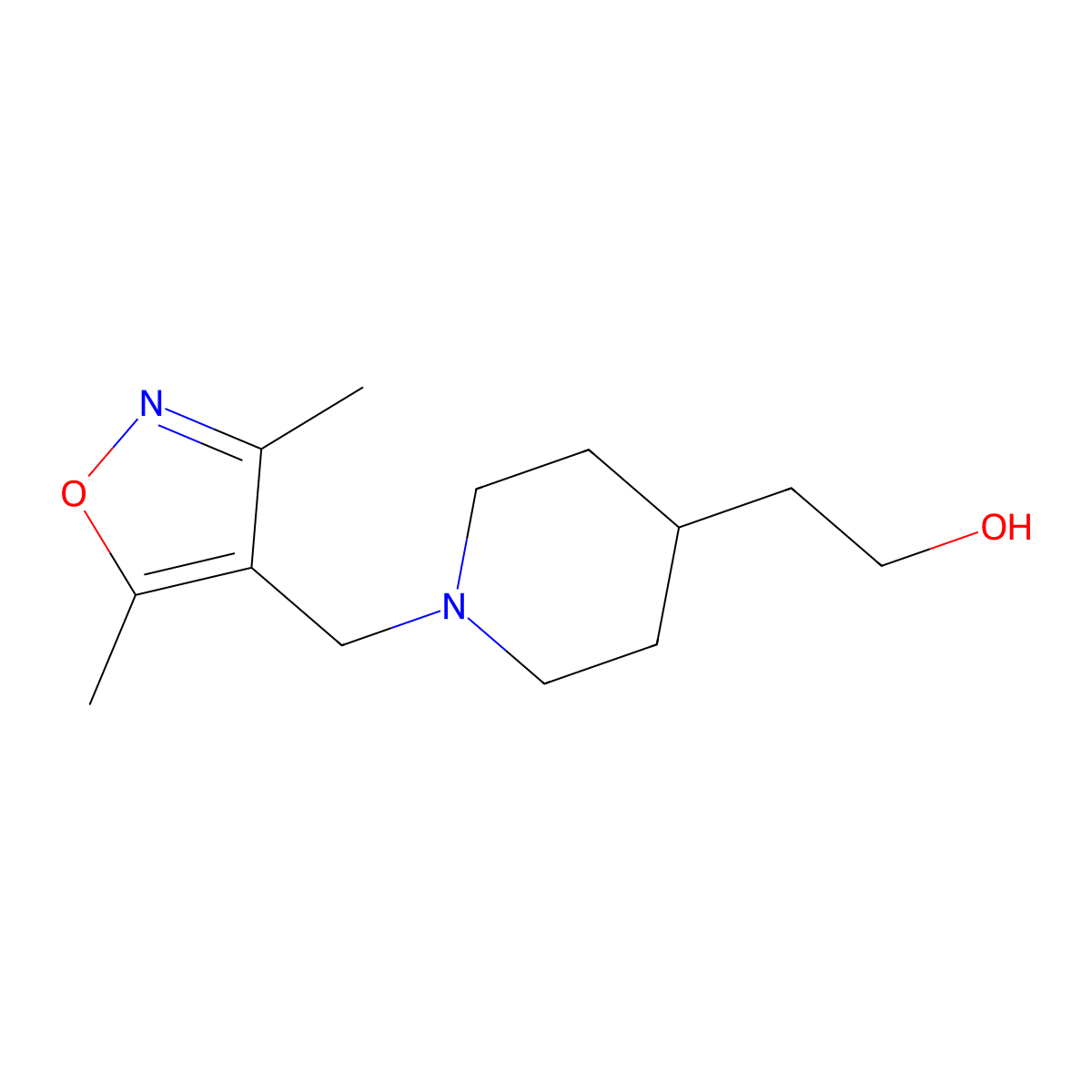 2-(1-((3,5-Dimethylisoxazol-4-yl)methyl)piperidin-4-yl)ethan-1-ol molecular structure, CAS 2098077-69-9