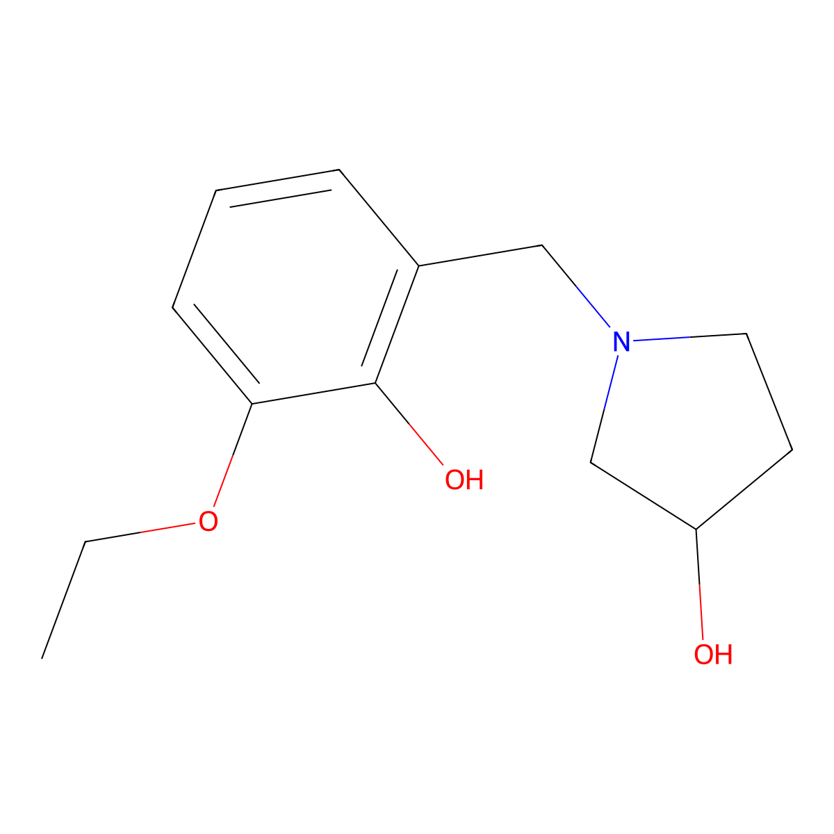 1-(3-Ethoxy-2-hydroxybenzyl)pyrrolidin-3-ol molecular structure, CAS 2098079-10-6