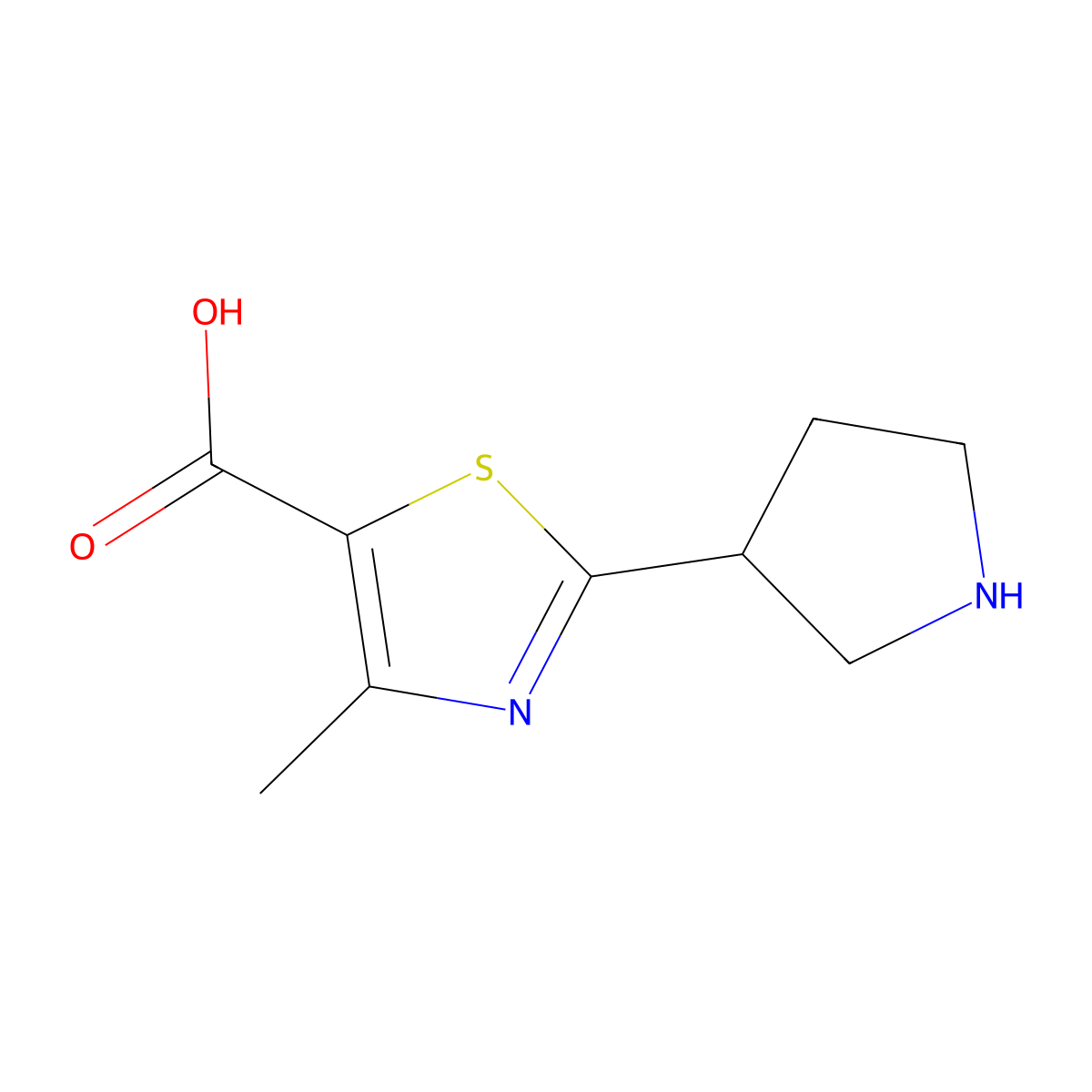 4-Methyl-2-(pyrrolidin-3-yl)thiazole-5-carboxylic acid molecular structure, CAS 2098081-26-4