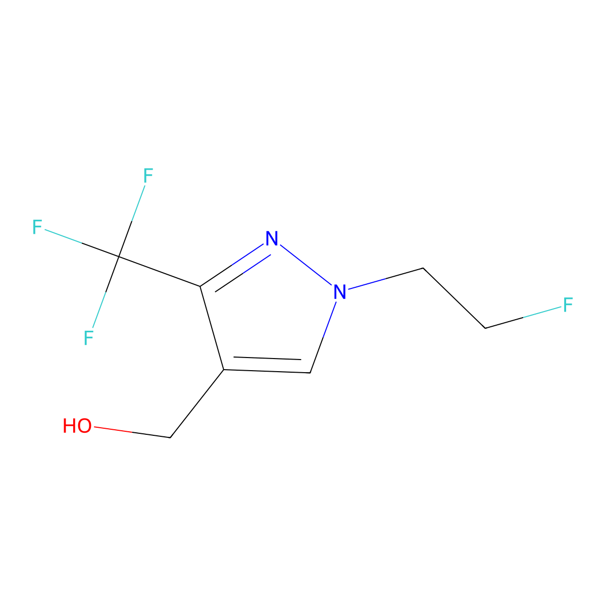 (1-(2-fluoroethyl)-3-(trifluoromethyl)-1H-pyrazol-4-yl)methanol molecular structure, CAS 2098082-78-9