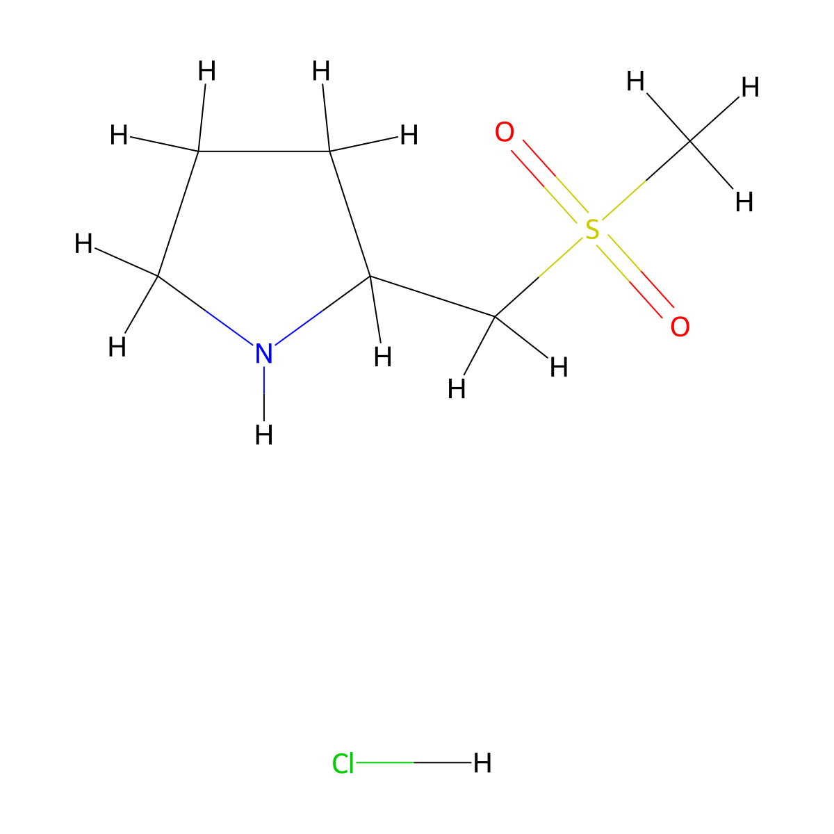 2-(Methanesulfonylmethyl)pyrrolidine hydrochloride molecular structure, CAS 2098084-15-0