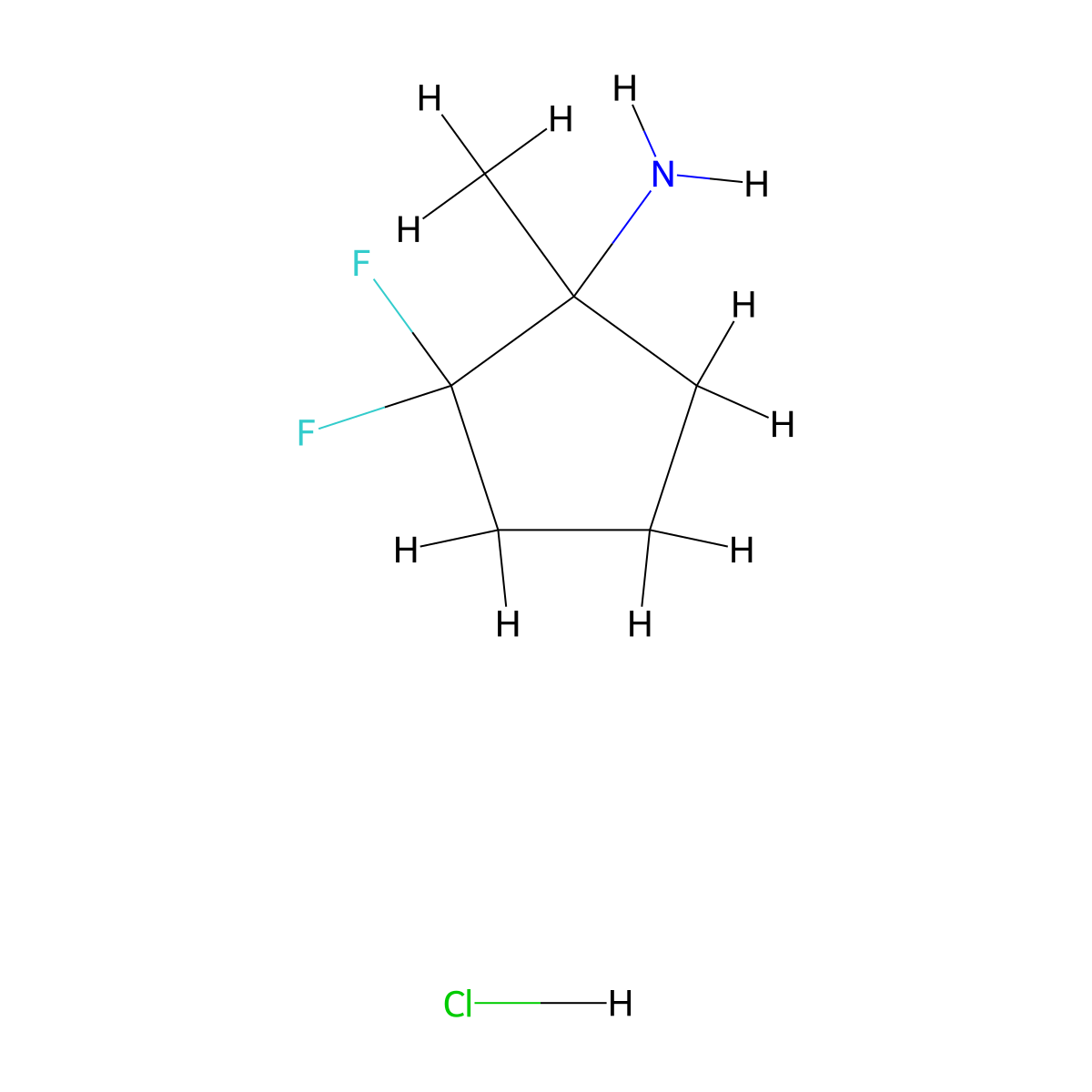 2,2-Difluoro-1-methylcyclopentan-1-amine hydrochloride molecular structure, CAS 2098085-16-4