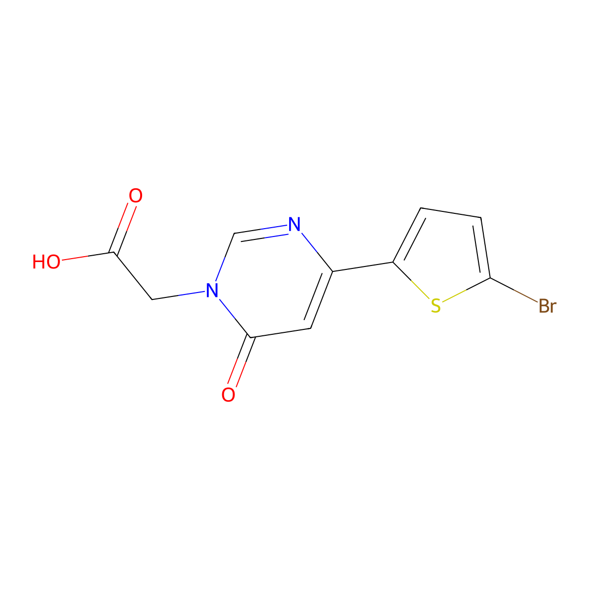 2-(4-(5-bromothiophen-2-yl)-6-oxopyrimidin-1(6H)-yl)acetic acid molecular structure, CAS 2098085-59-5