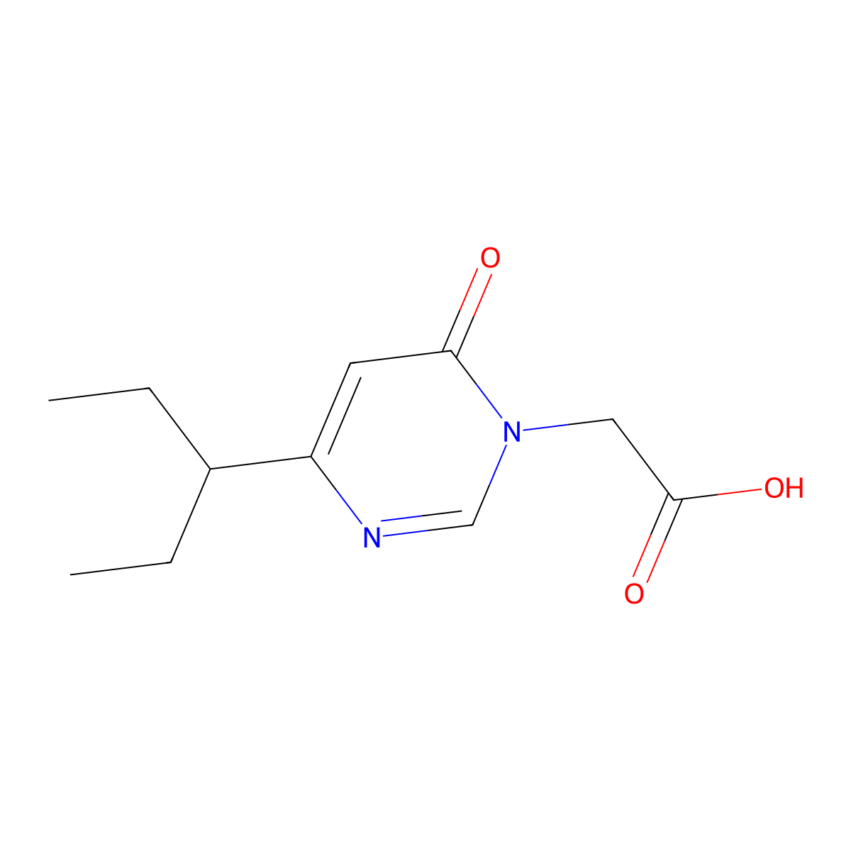 2-(6-oxo-4-(pentan-3-yl)pyrimidin-1(6H)-yl)acetic acid molecular structure, CAS 2098085-70-0