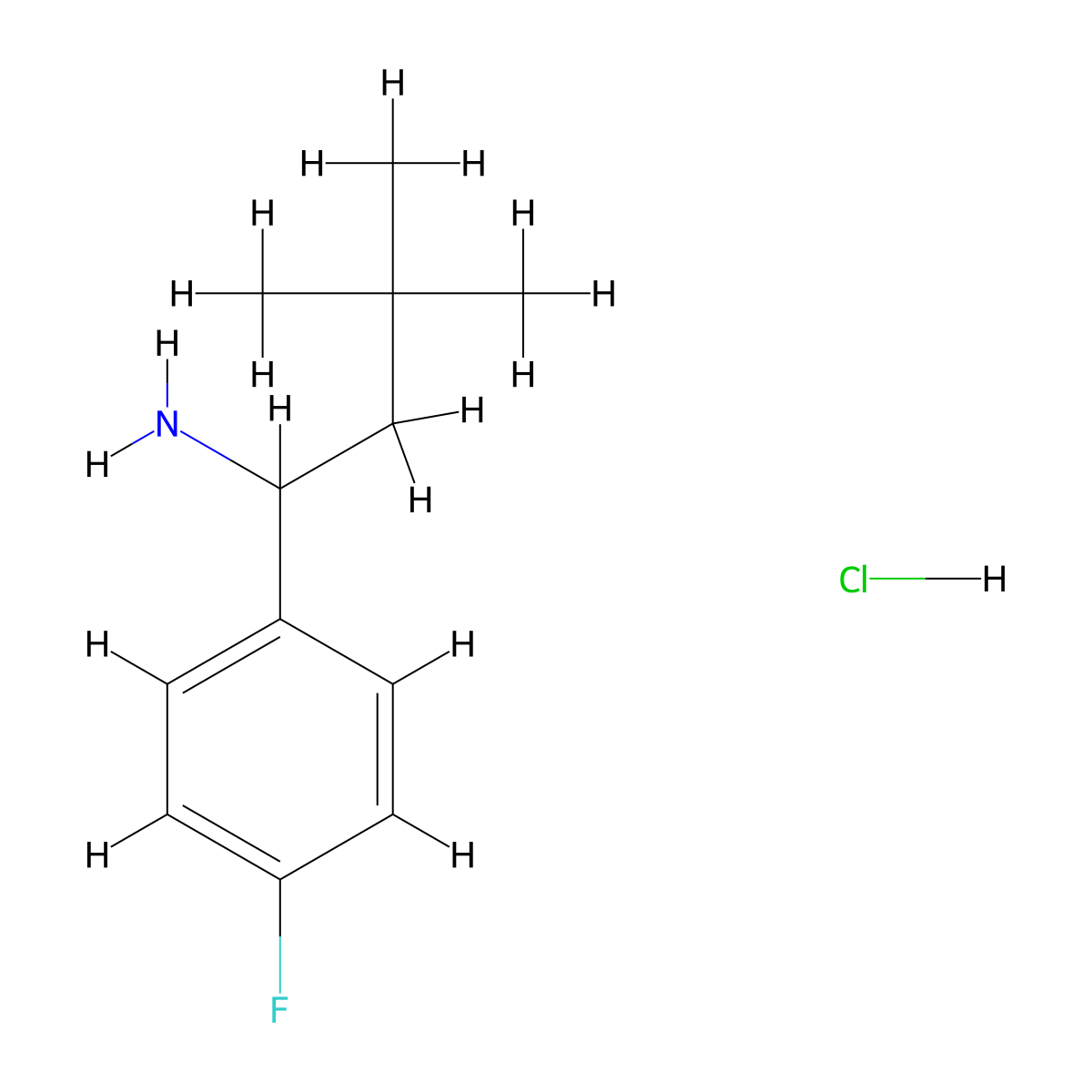 1-(4-Fluorophenyl)-3,3-dimethylbutan-1-amine hydrochloride molecular structure, CAS 2098086-92-9