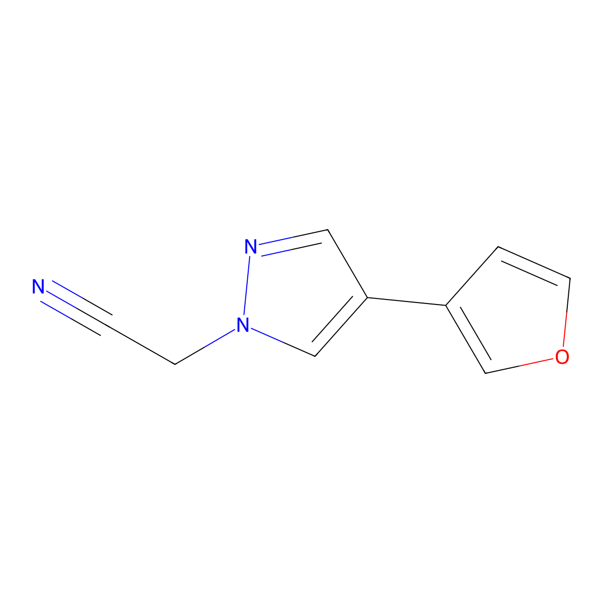 2-(4-(furan-3-yl)-1H-pyrazol-1-yl)acetonitrile molecular structure, CAS 2098087-56-8