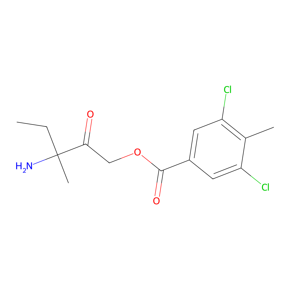 Benzoic acid, 3,5-dichloro-4-methyl-, 3-amino-3-methyl-2-oxopentyl ester molecular structure, CAS 209809-78-9