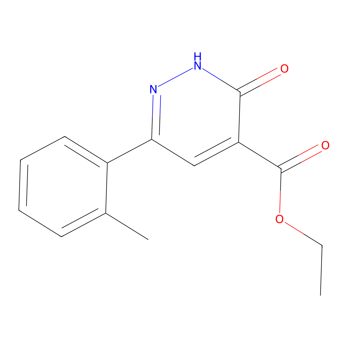 Ethyl 3-oxo-6-(o-tolyl)-2,3-dihydropyridazine-4-carboxylate molecular structure, CAS 2098091-87-1