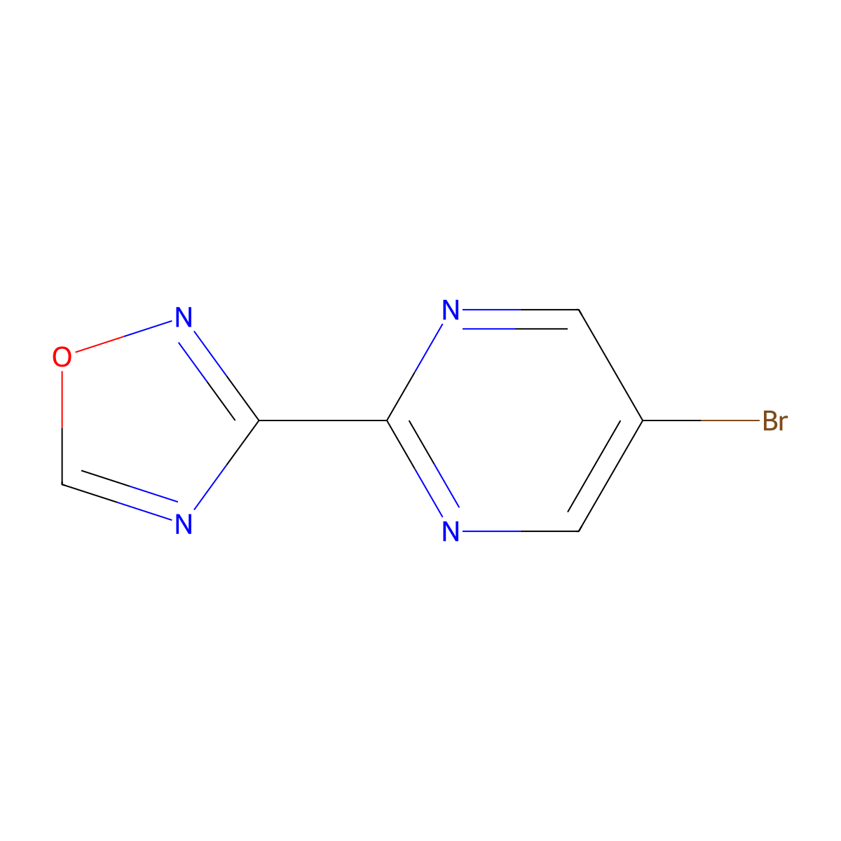 5-Bromo-2-(1,2,4-oxadiazol-3-yl)pyrimidine molecular structure, CAS 2098092-67-0