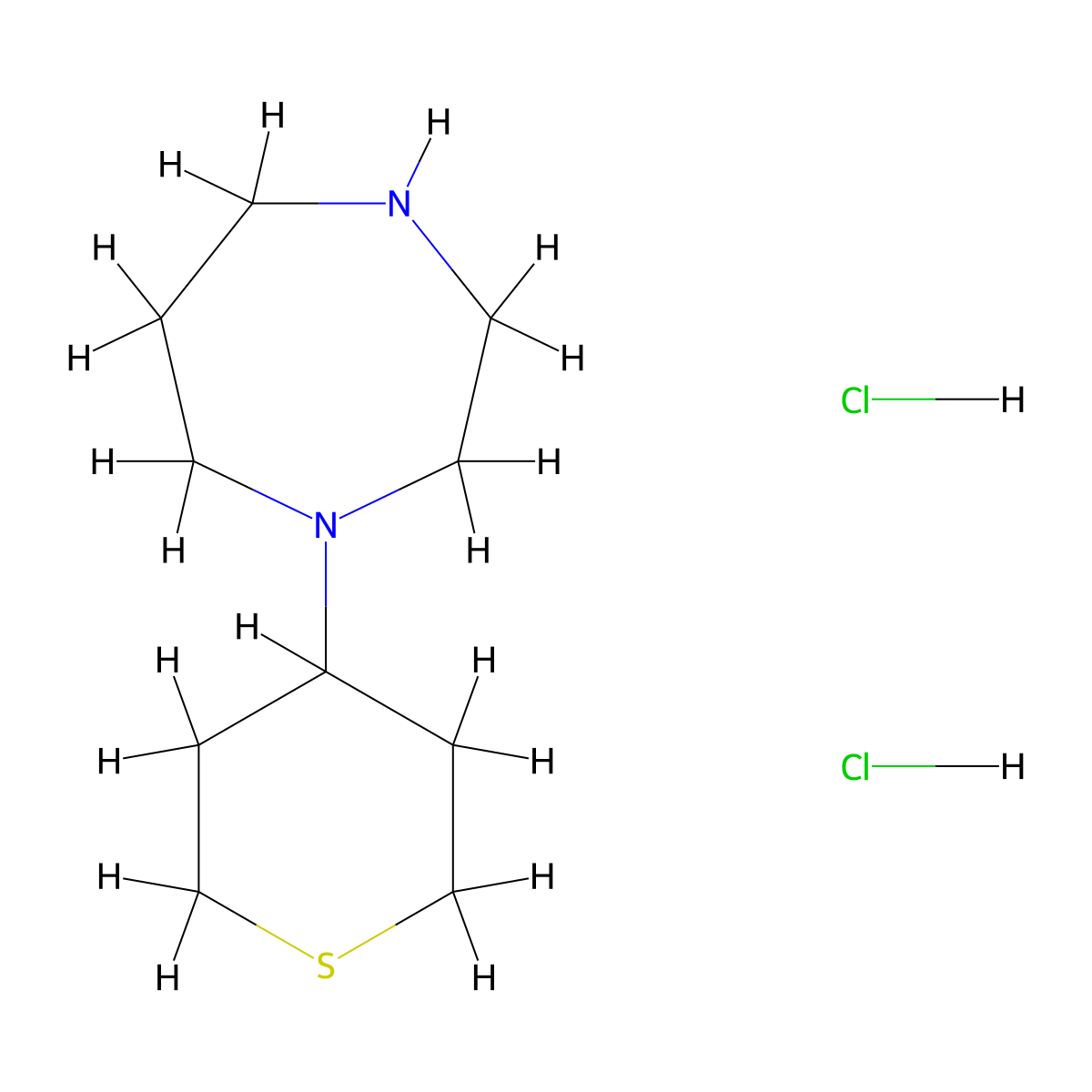1-(tetrahydro-2H-thiopyran-4-yl)-1,4-diazepane dihydrochloride molecular structure, CAS 2098093-19-5