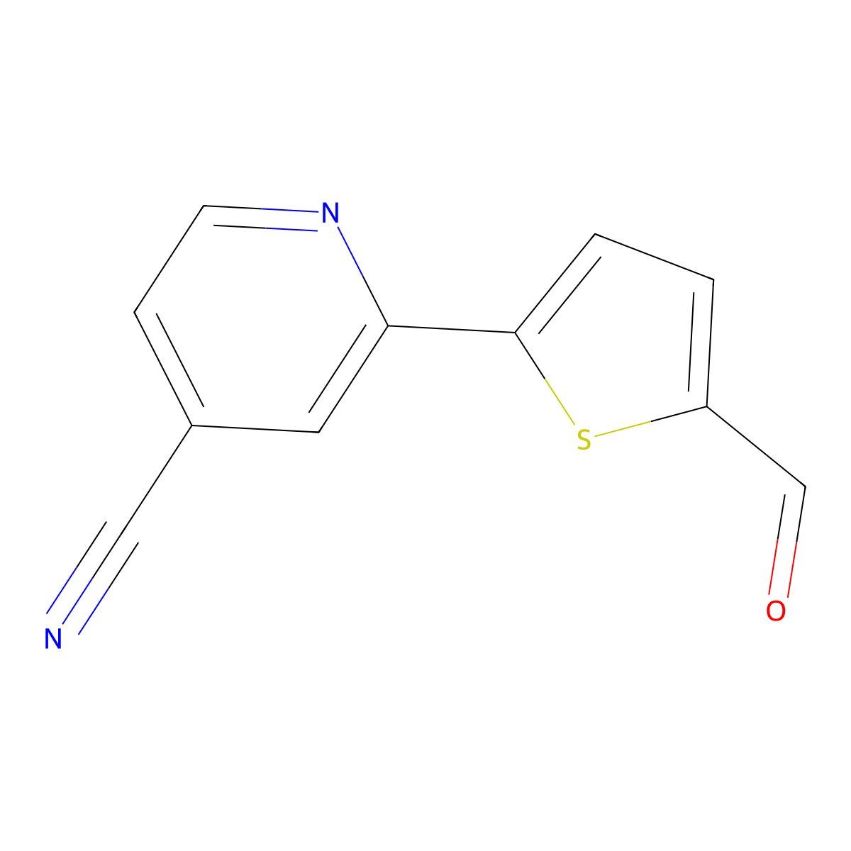 2-(5-Formylthiophen-2-yl)pyridine-4-carbonitrile molecular structure, CAS 2098094-06-3