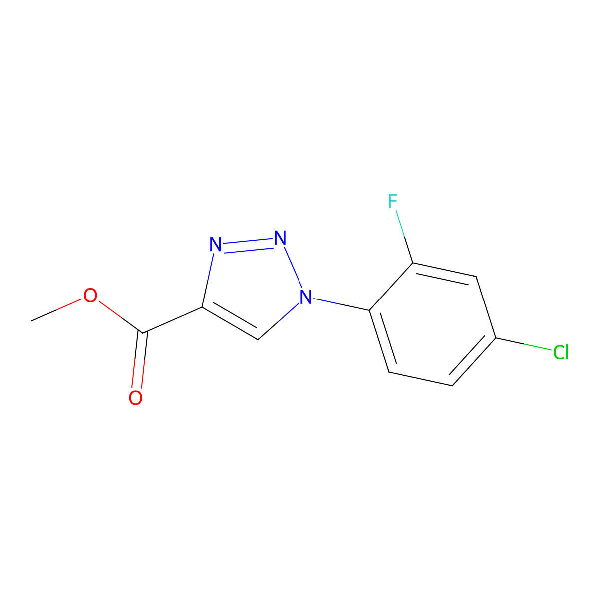 methyl 1-(4-chloro-2-fluorophenyl)-1H-1,2,3-triazole-4-carboxylate molecular structure, CAS 2098095-67-9