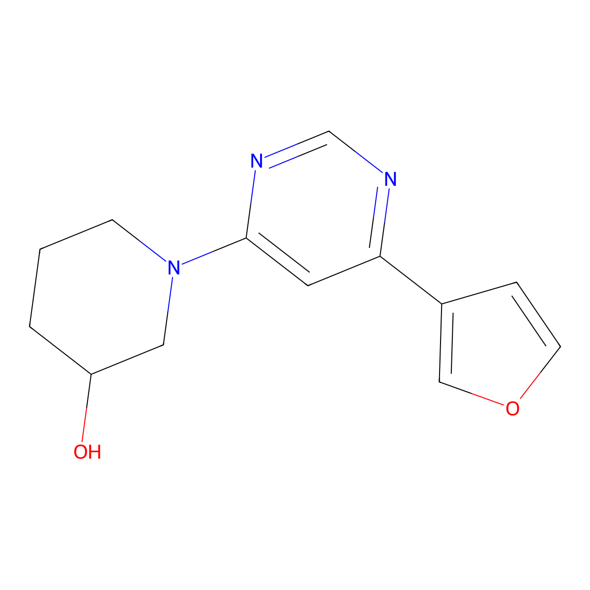1-[6-(Furan-3-yl)pyrimidin-4-yl]piperidin-3-ol molecular structure, CAS 2098096-41-2