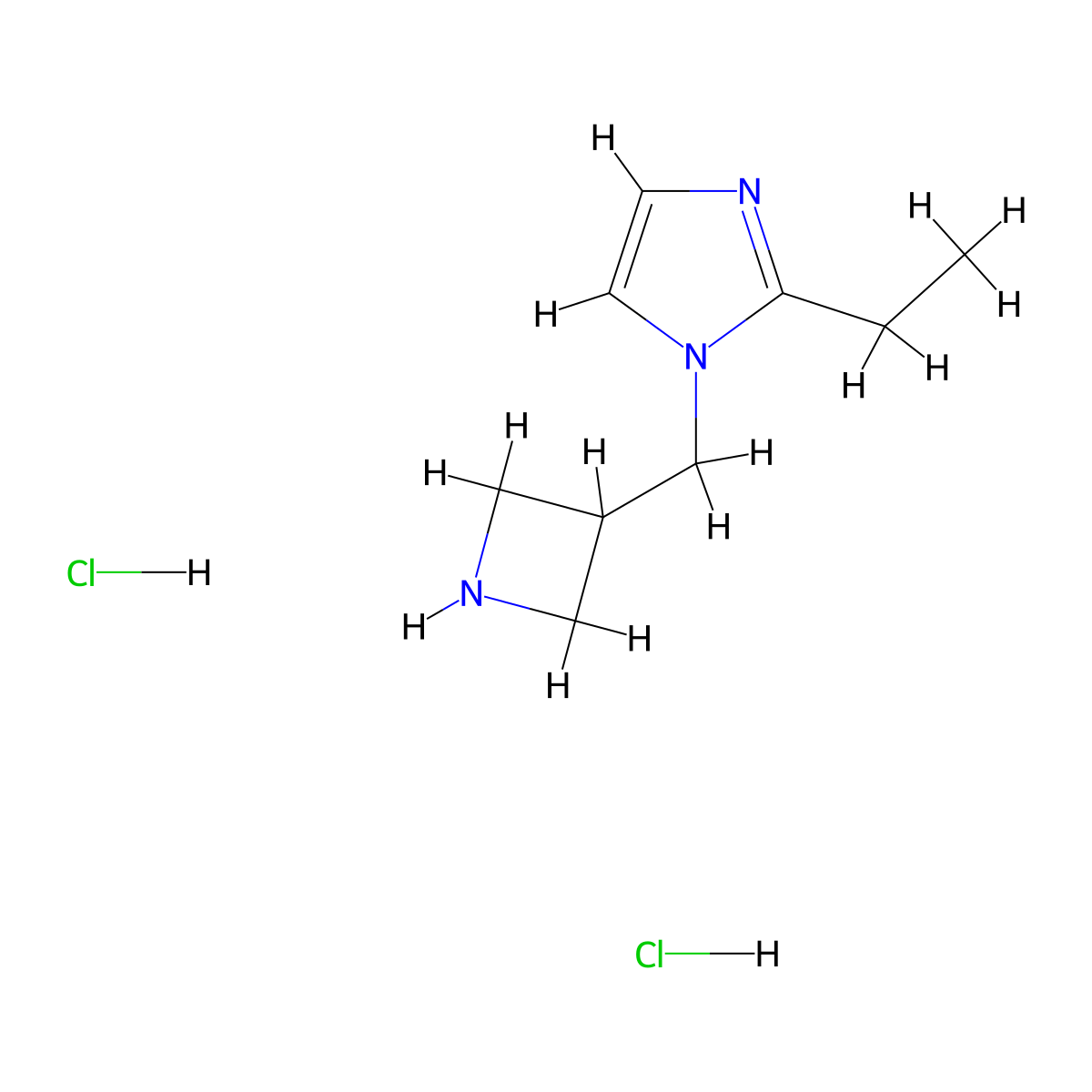 1-(azetidin-3-ylmethyl)-2-ethyl-1H-imidazole dihydrochloride molecular structure, CAS 2098096-70-7