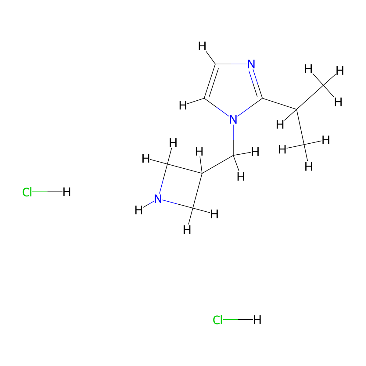 1-(azetidin-3-ylmethyl)-2-isopropyl-1H-imidazole dihydrochloride molecular structure, CAS 2098096-87-6