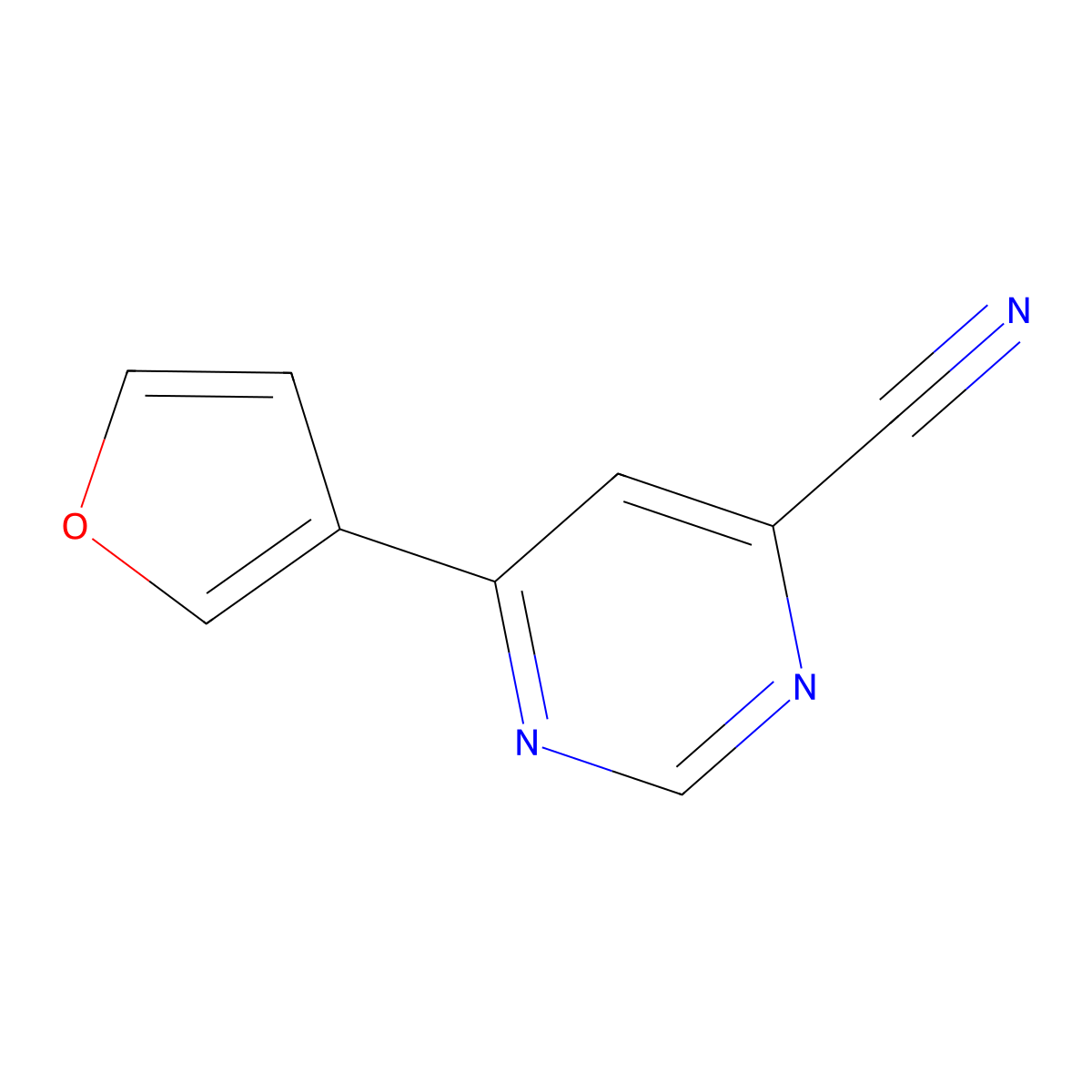 6-(Furan-3-yl)pyrimidine-4-carbonitrile molecular structure, CAS 2098097-59-5
