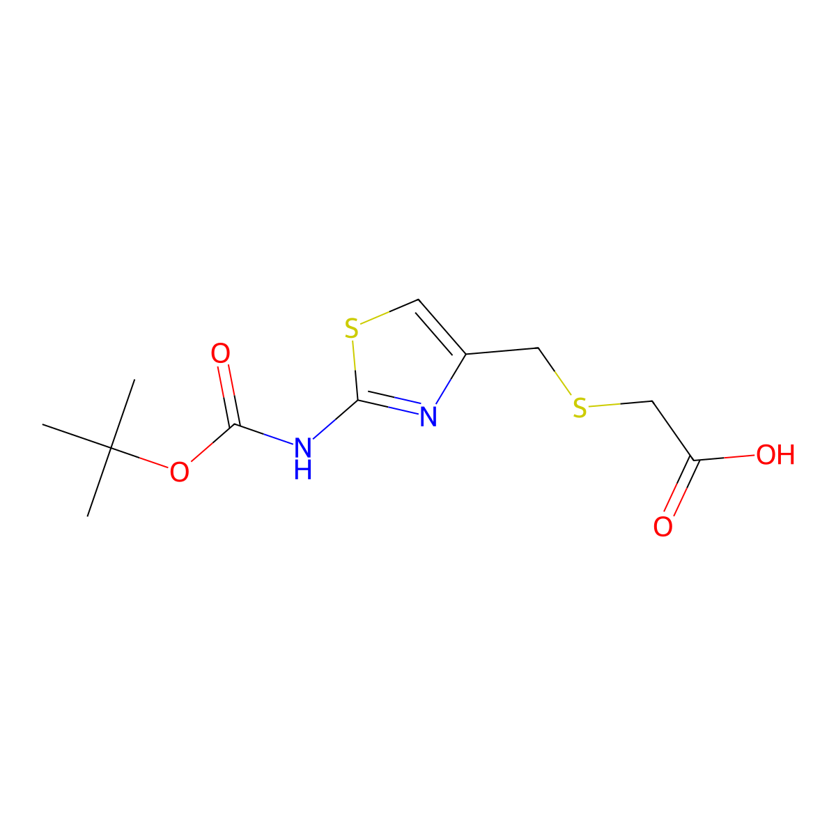 2-{[(2-{[(Tert-butoxy)carbonyl]amino}-1,3-thiazol-4-yl)methyl]sulfanyl}acetic acid molecular structure, CAS 2098098-25-8