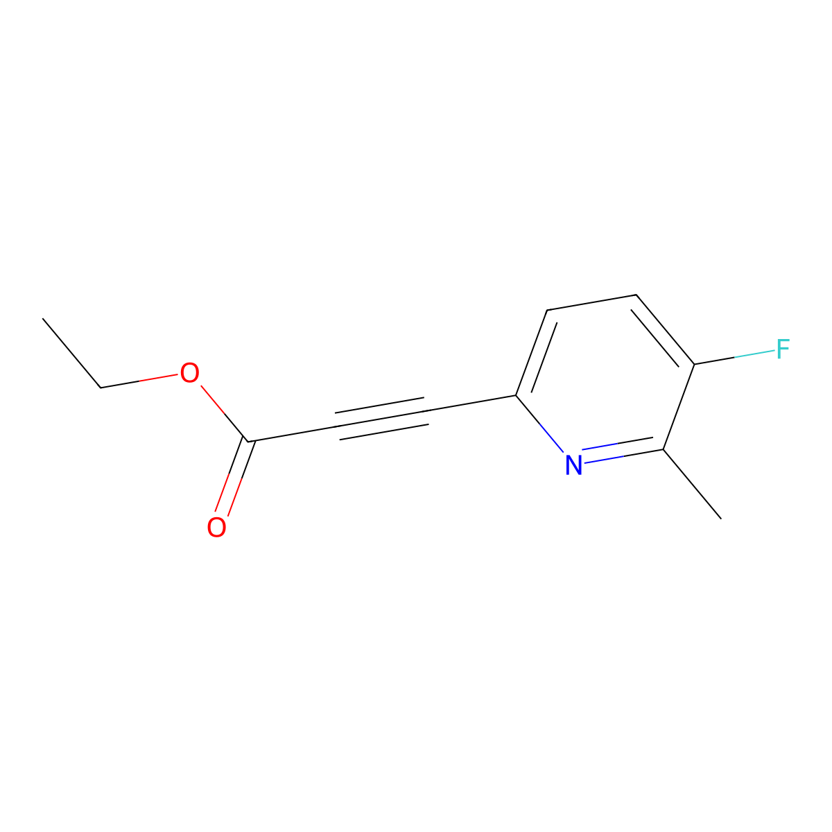 Ethyl 3-(5-fluoro-6-methyl-2-pyridinyl)-2-propynoate molecular structure, CAS 2098101-24-5