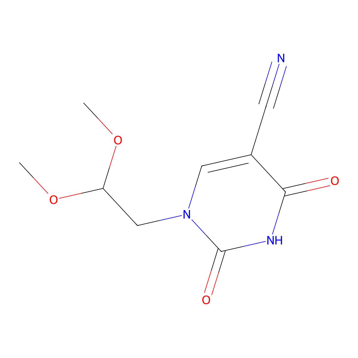 1-(2,2-Dimethoxyethyl)-2,4-dioxo-1,2,3,4-tetrahydropyrimidine-5-carbonitrile molecular structure, CAS 2098101-39-2