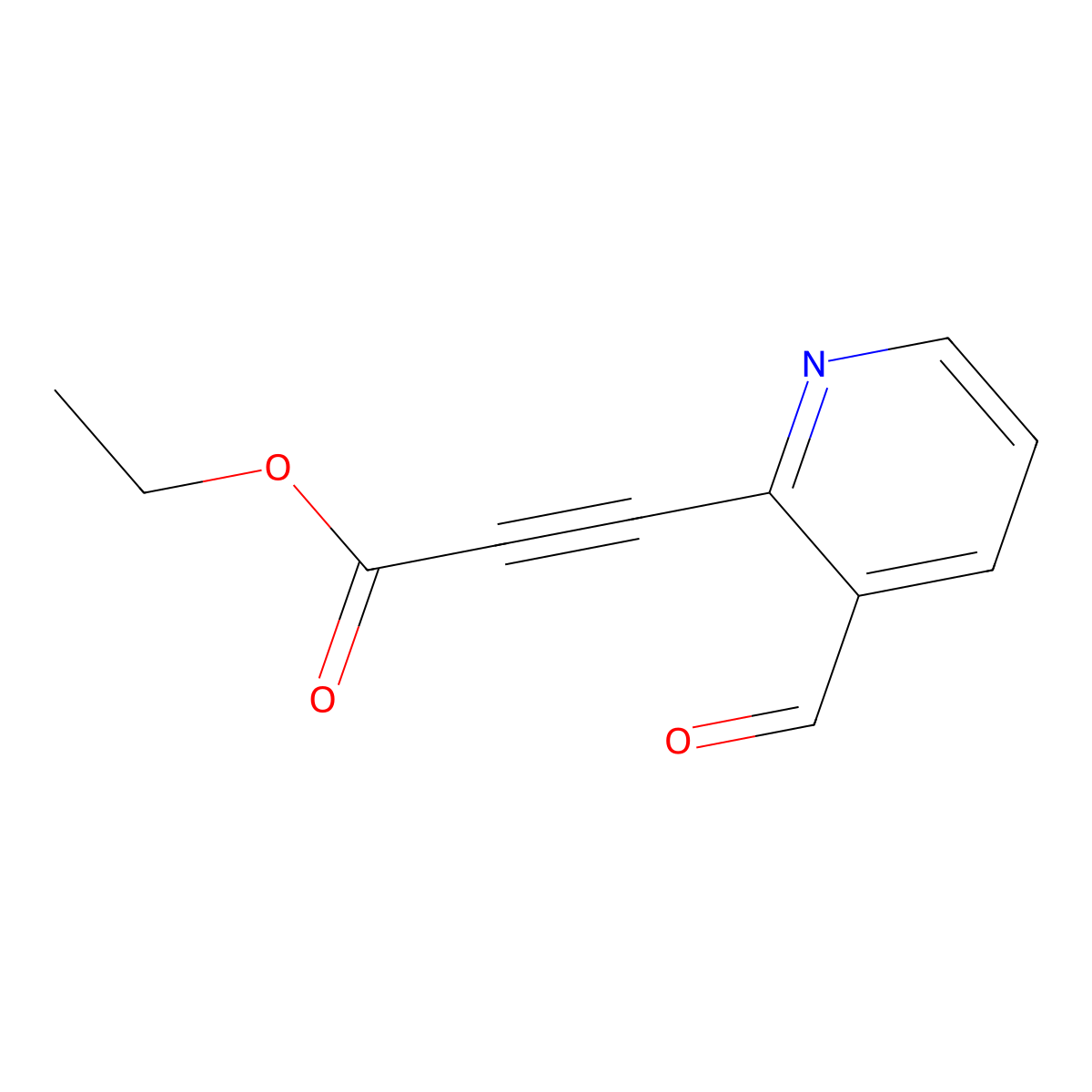 Ethyl 3-(3-formyl-2-pyridinyl)-2-propynoate molecular structure, CAS 2098101-88-1