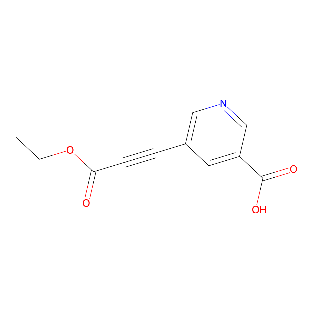 5-(3-Ethoxy-3-oxo-1-propyn-1-yl)-3-pyridinecarboxylic acid molecular structure, CAS 2098101-94-9