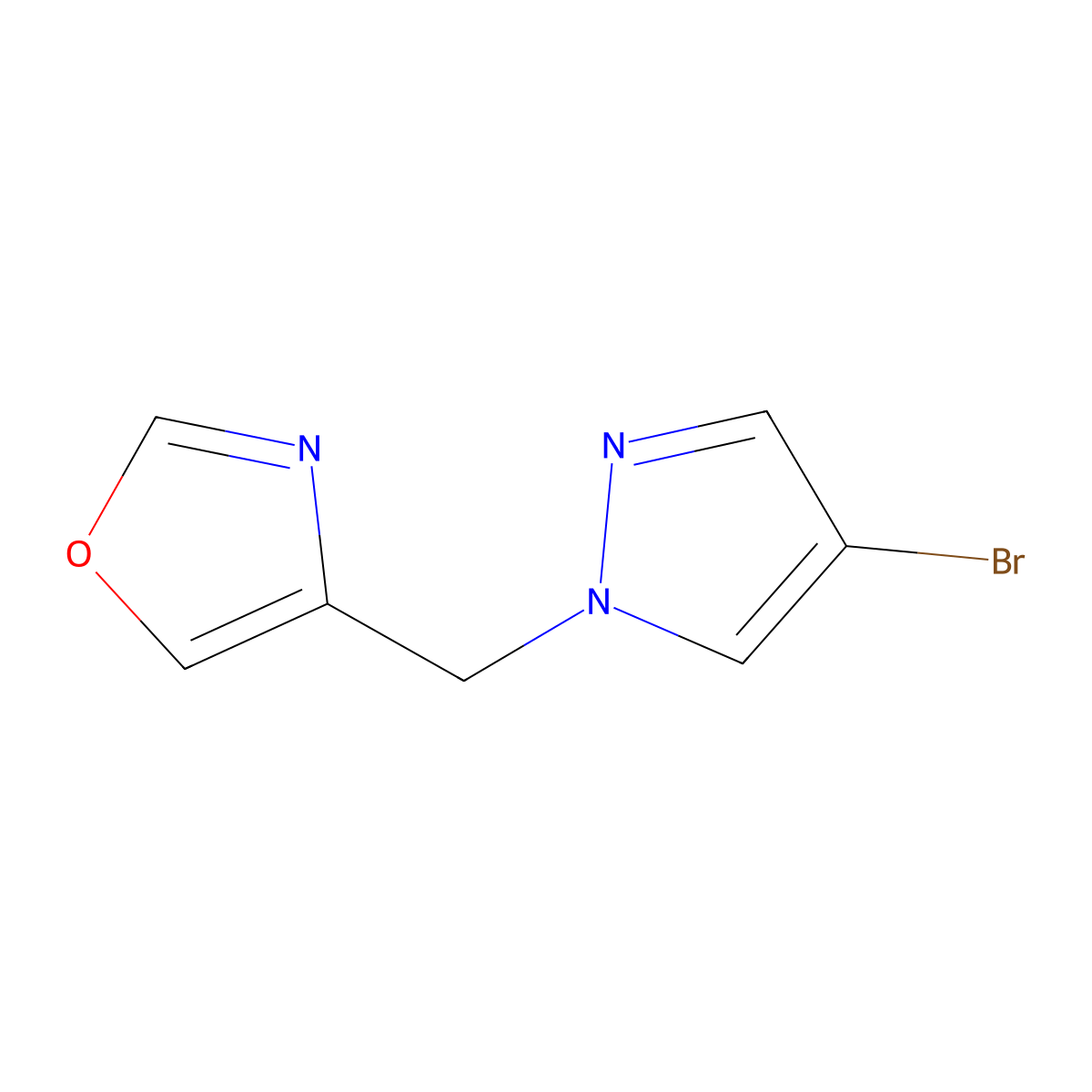 4-[(4-bromo-1H-pyrazol-1-yl)methyl]-1,3-oxazole molecular structure, CAS 2098104-06-2