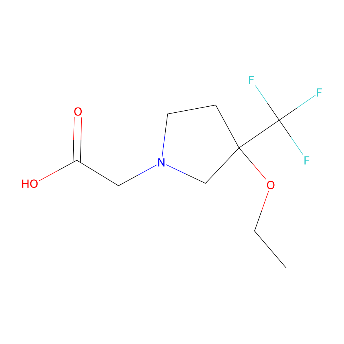 2-(3-Ethoxy-3-(trifluoromethyl)pyrrolidin-1-yl)acetic acid molecular structure, CAS 2098106-22-8