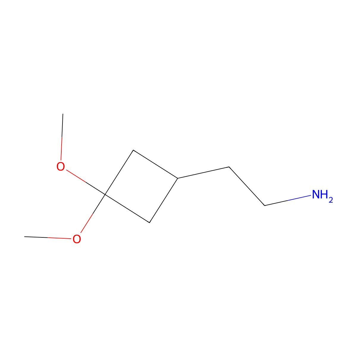 2-(3,3-Dimethoxycyclobutyl)ethan-1-amine molecular structure, CAS 2098106-68-2