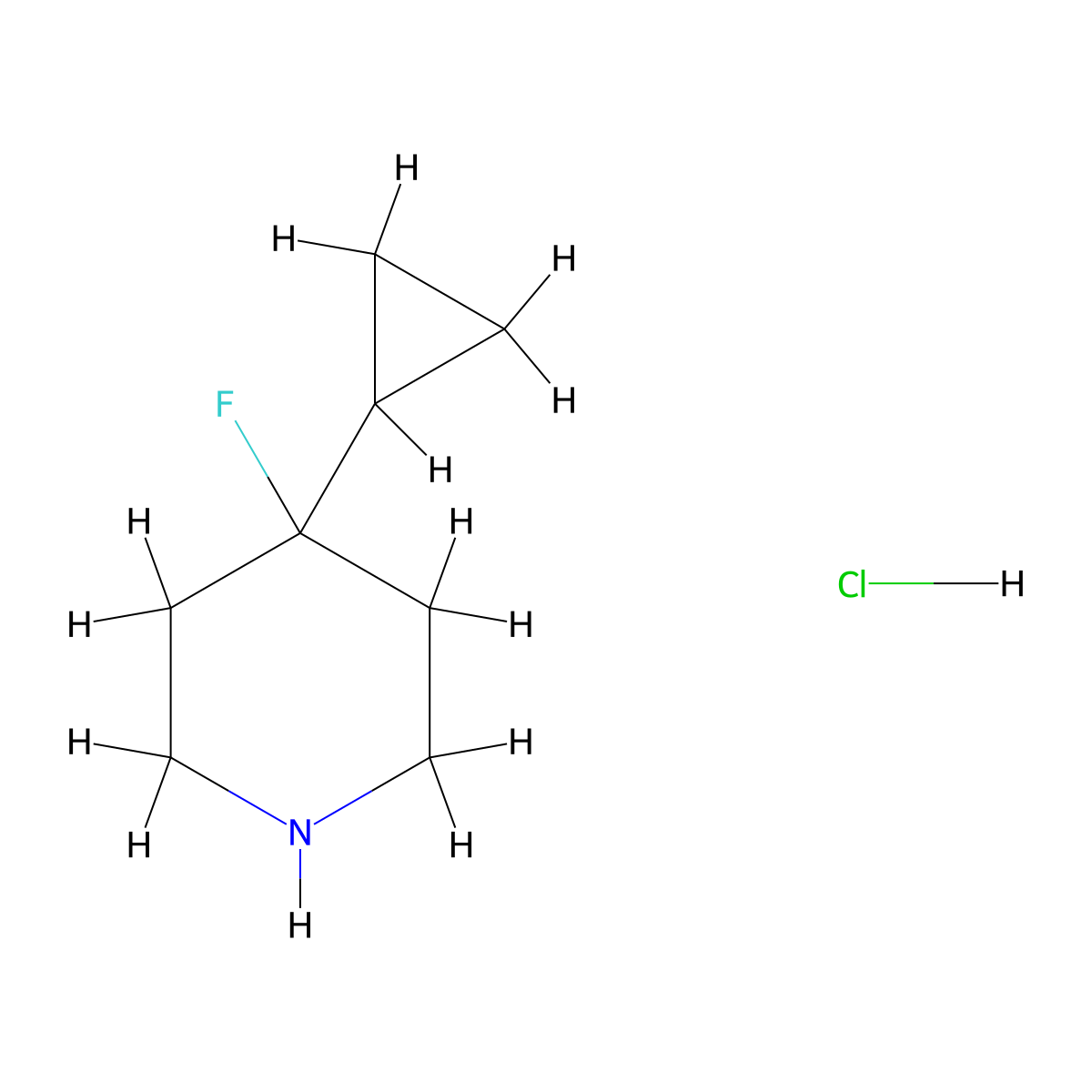 4-Cyclopropyl-4-fluoropiperidine hydrochloride molecular structure, CAS 2098107-19-6