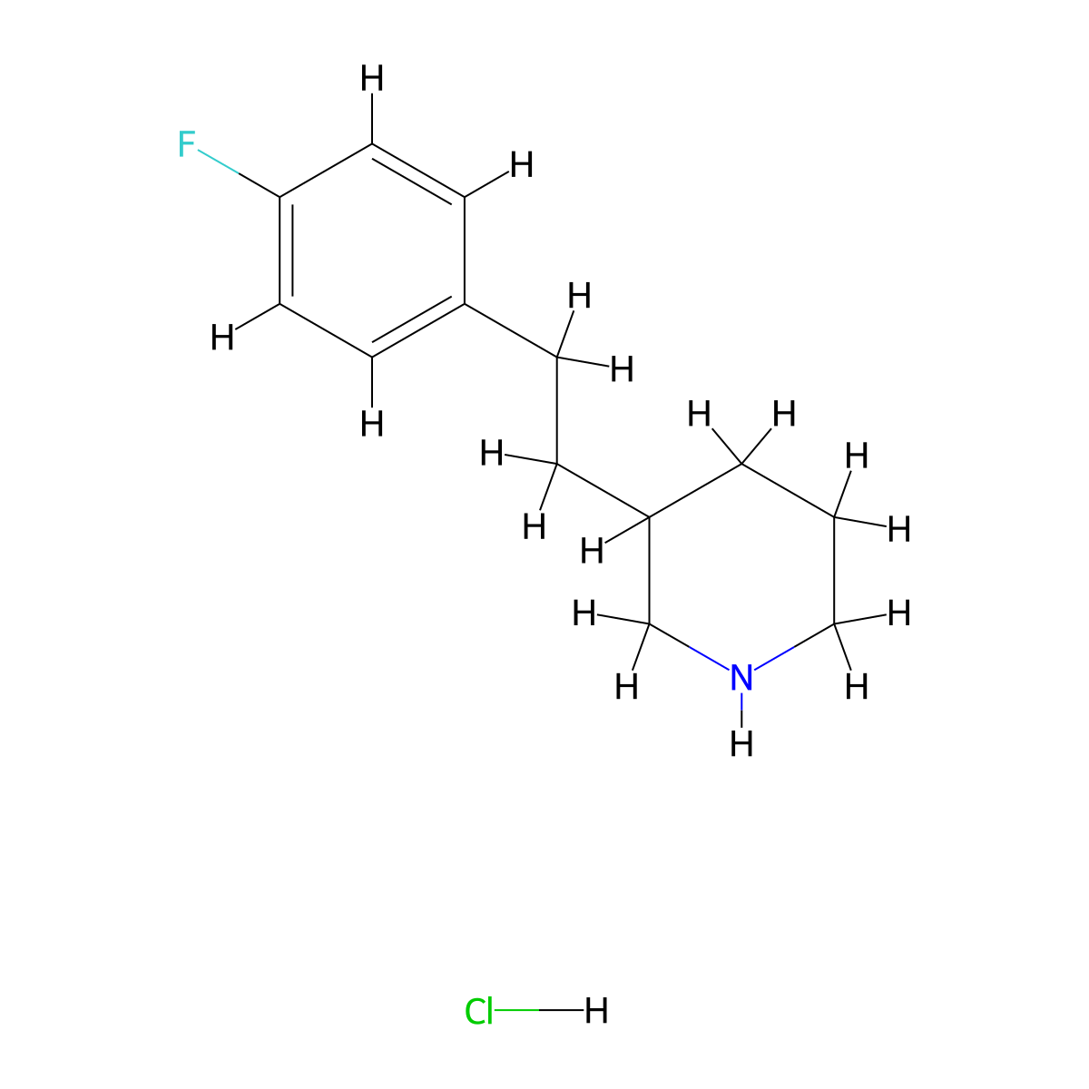 3-[2-(4-Fluorophenyl)ethyl]piperidine hydrochloride molecular structure, CAS 2098107-30-1