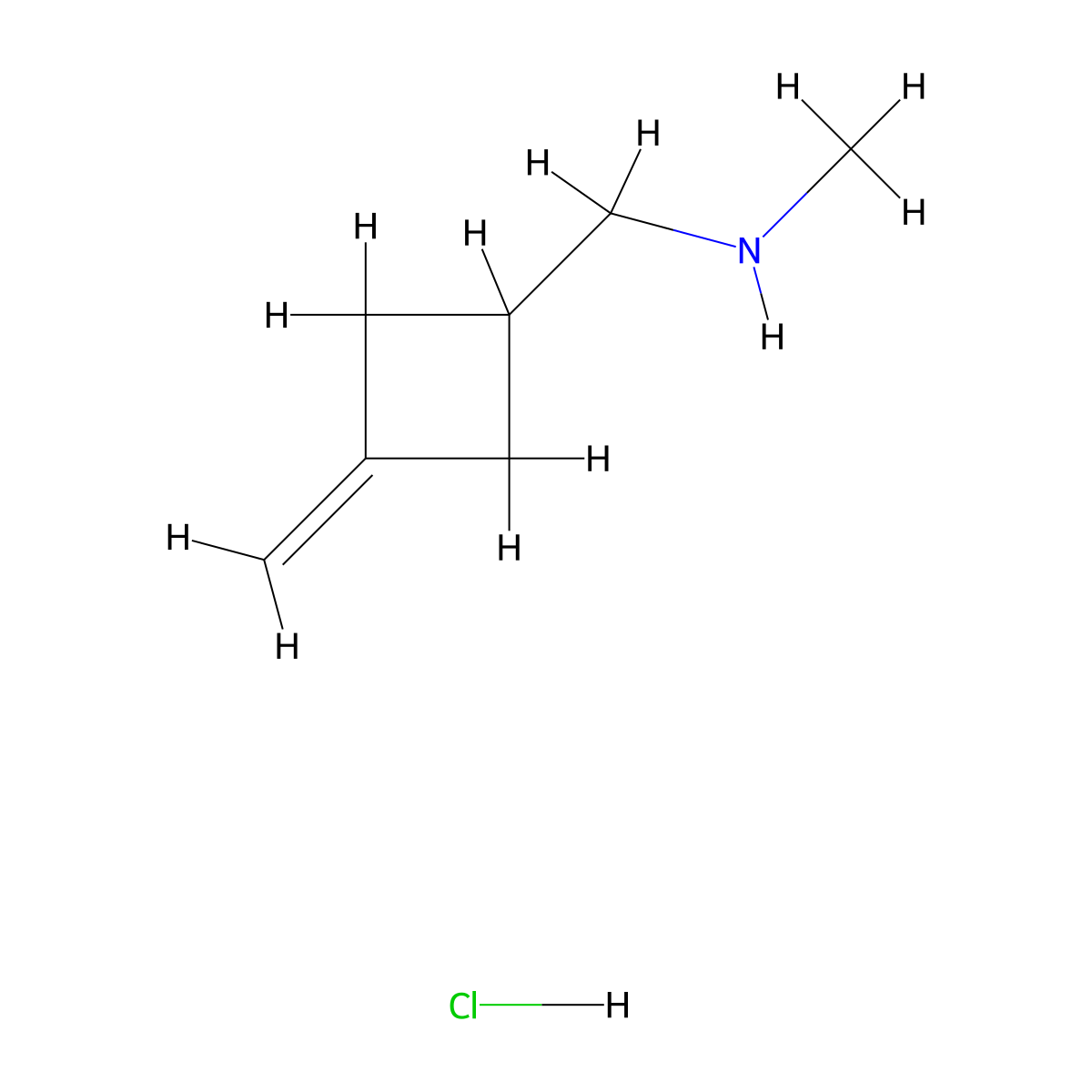 Methyl[(3-methylidenecyclobutyl)methyl]amine hydrochloride molecular structure, CAS 2098109-23-8