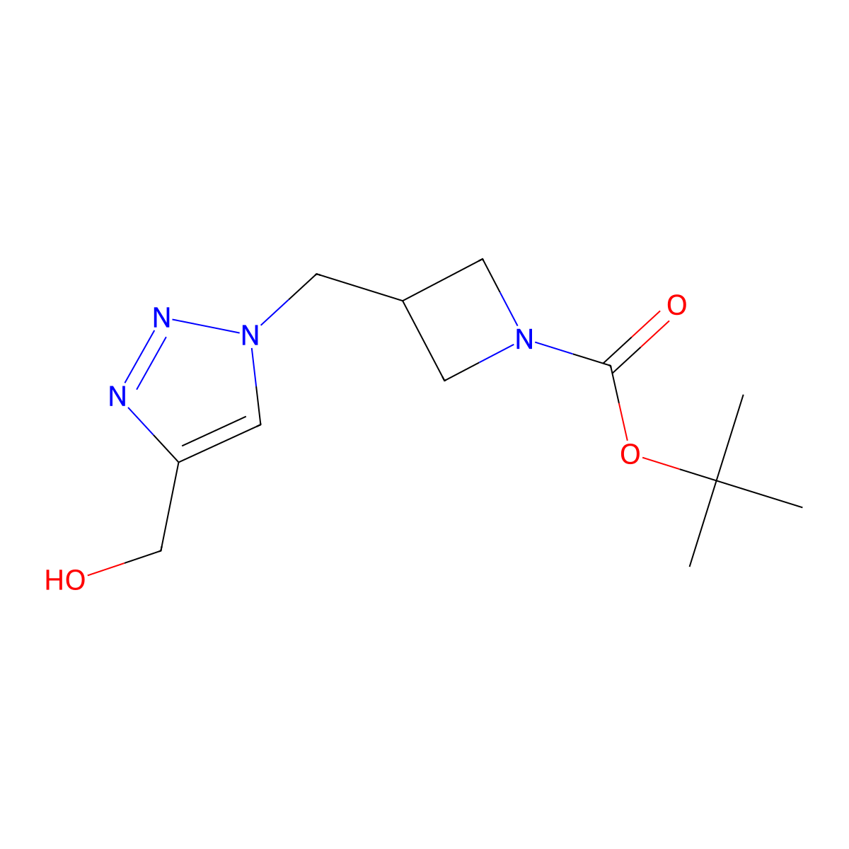 tert-butyl 3-((4-(hydroxymethyl)-1H-1,2,3-triazol-1-yl)methyl)azetidine-1-carboxylate molecular structure, CAS 2098109-34-1