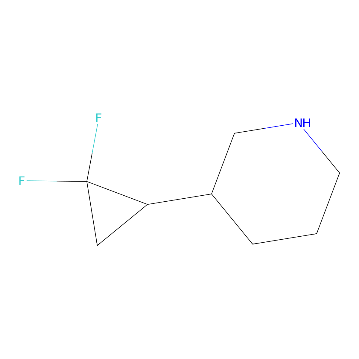 3-(2,2-Difluorocyclopropyl)piperidine molecular structure, CAS 2098109-76-1