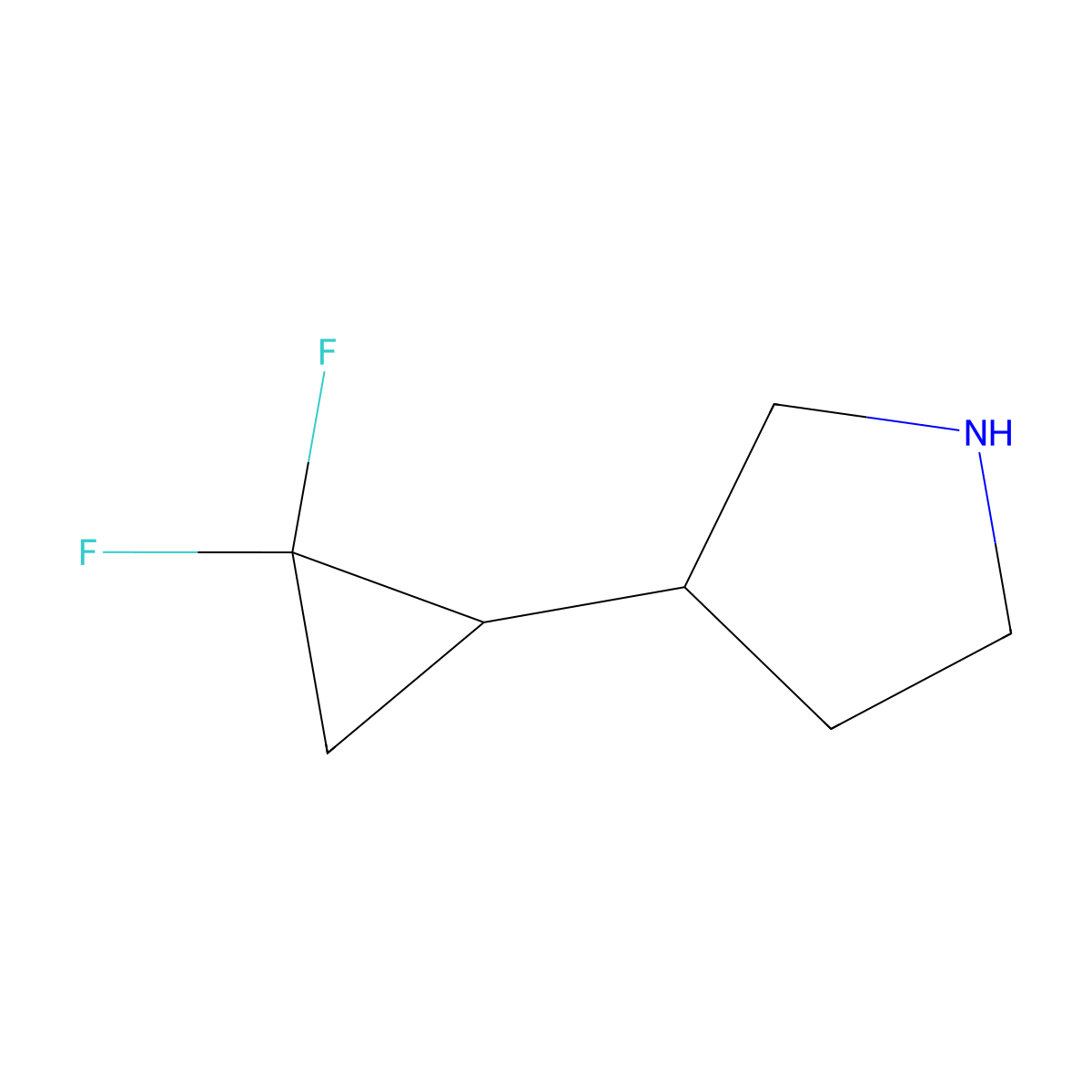 3-(2,2-Difluorocyclopropyl)pyrrolidine molecular structure, CAS 2098109-82-9