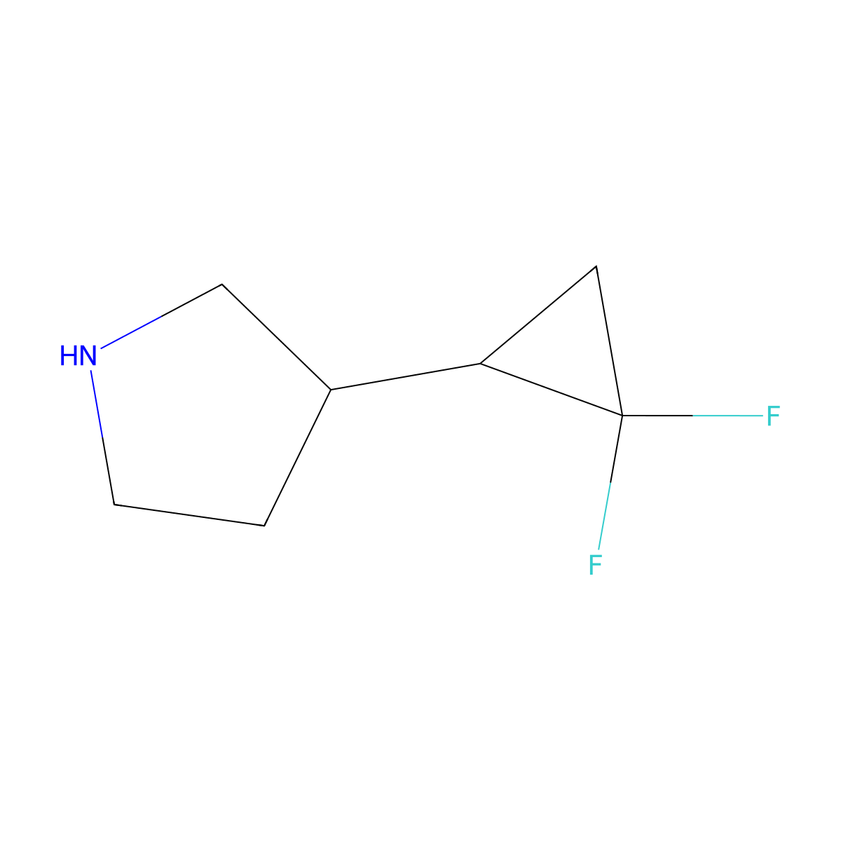 3-(2,2-Difluorocyclopropyl)pyrrolidine molecular structure, CAS 2098109-82-9