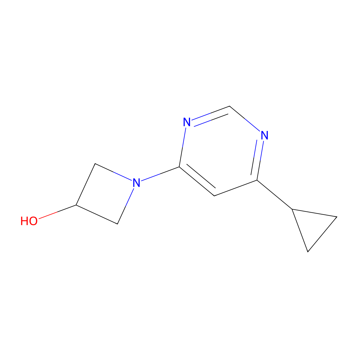 1-(6-Cyclopropylpyrimidin-4-yl)azetidin-3-ol molecular structure, CAS 2098110-61-1