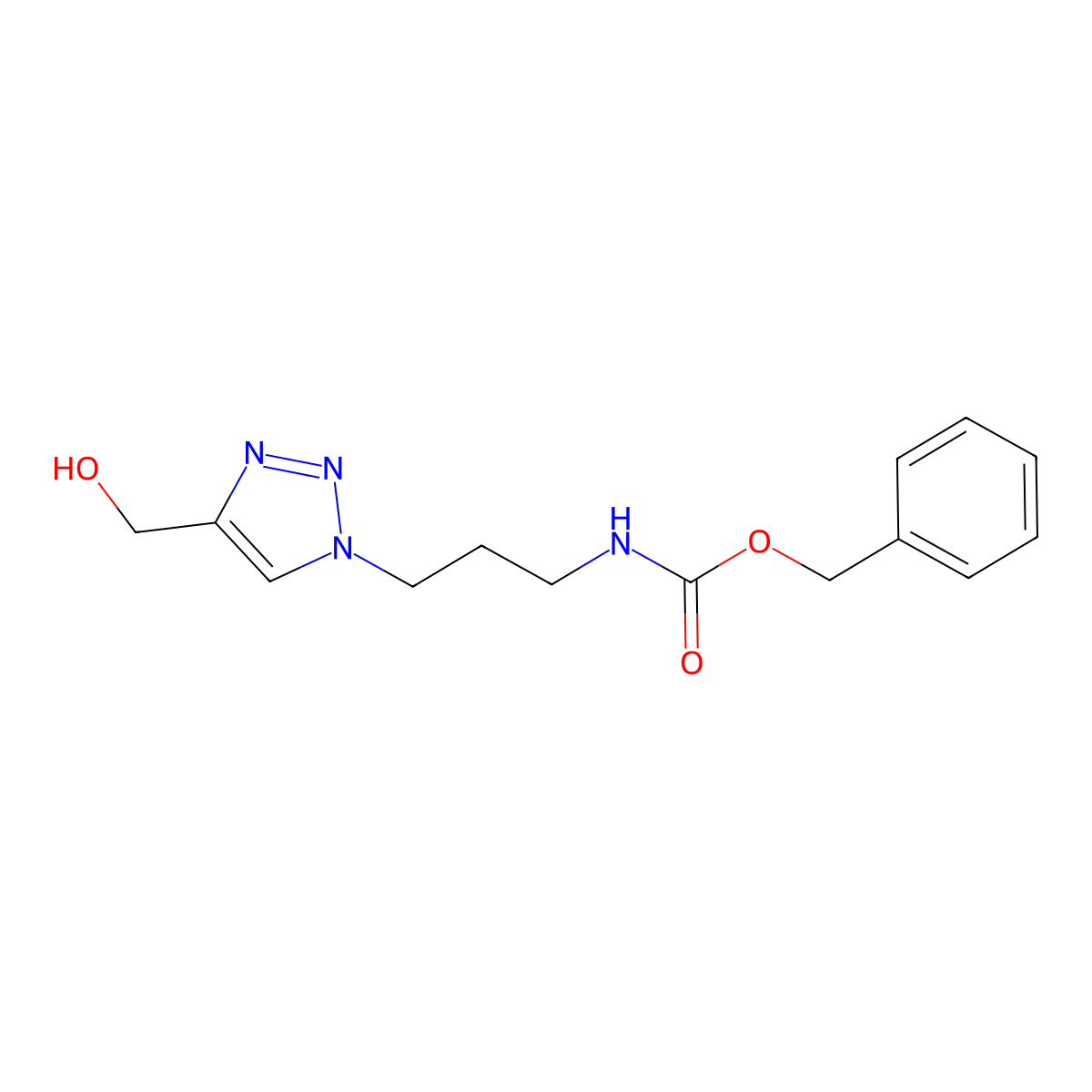 benzyl (3-(4-(hydroxymethyl)-1H-1,2,3-triazol-1-yl)propyl)carbamate molecular structure, CAS 2098111-26-1
