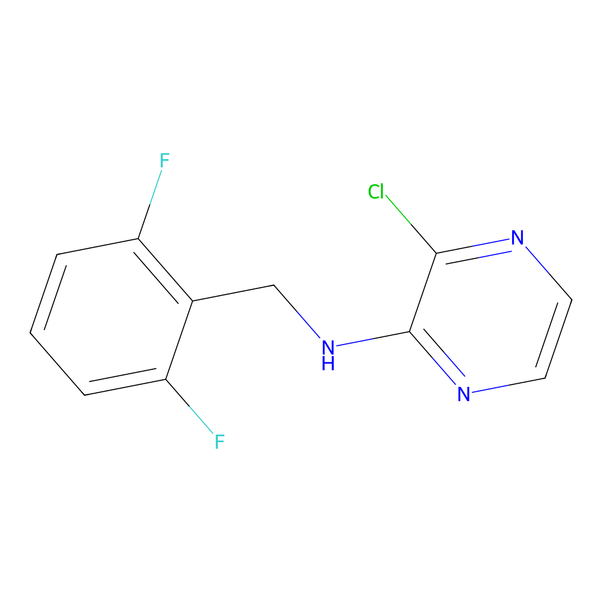 3-chloro-N-(2,6-difluorobenzyl)pyrazin-2-amine molecular structure, CAS 2098111-44-3