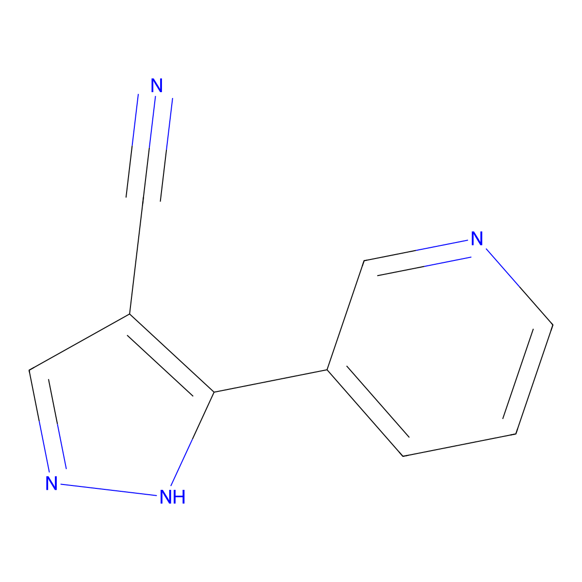 3-(pyridin-3-yl)-1H-pyrazole-4-carbonitrile molecular structure, CAS 2098111-69-2