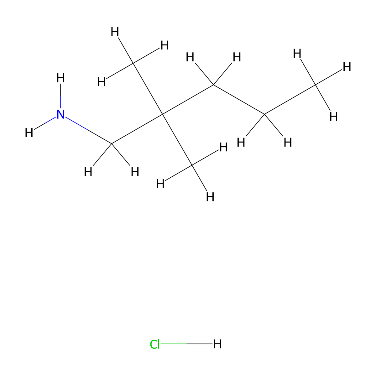 2,2-Dimethylpentan-1-amine hydrochloride molecular structure, CAS 2098112-55-9