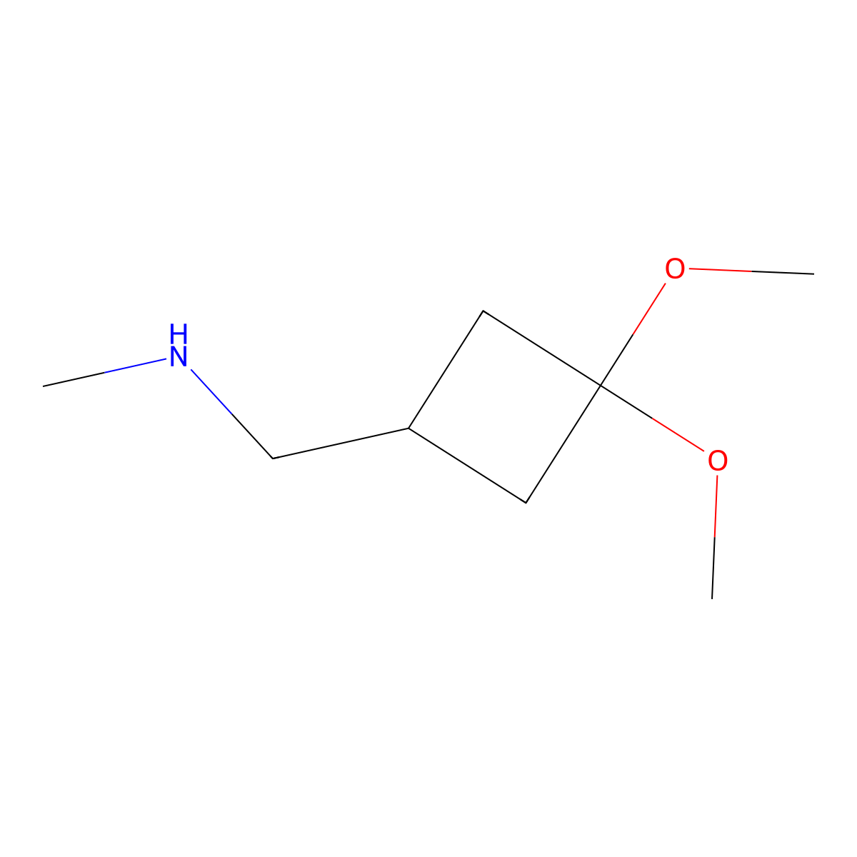 [(3,3-Dimethoxycyclobutyl)methyl](methyl)amine molecular structure, CAS 2098112-73-1