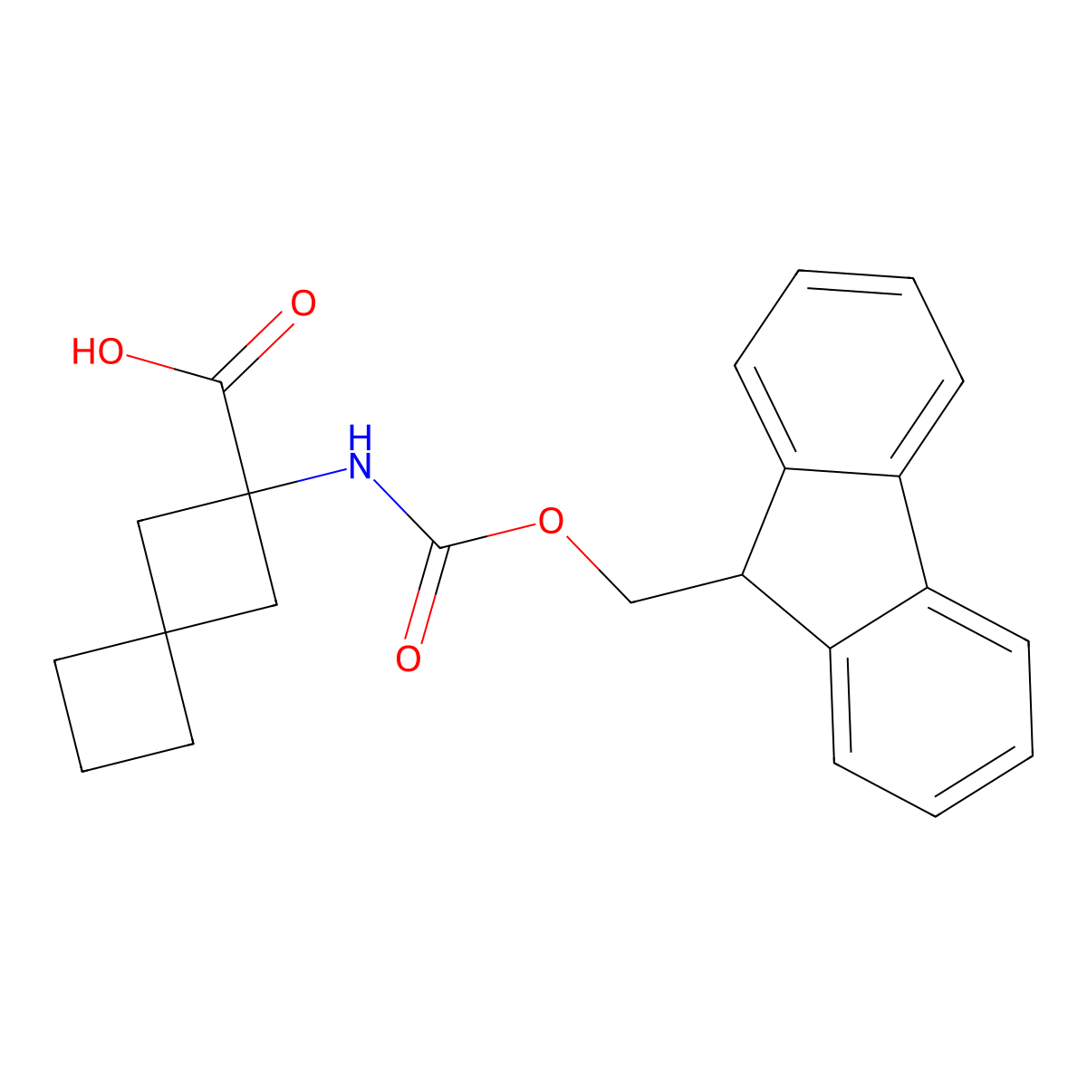 2-((((9H-fluoren-9-yl)methoxy)carbonyl)amino)spiro(3.3)heptane-2-carboxylic acid molecular structure, CAS 2098113-94-9