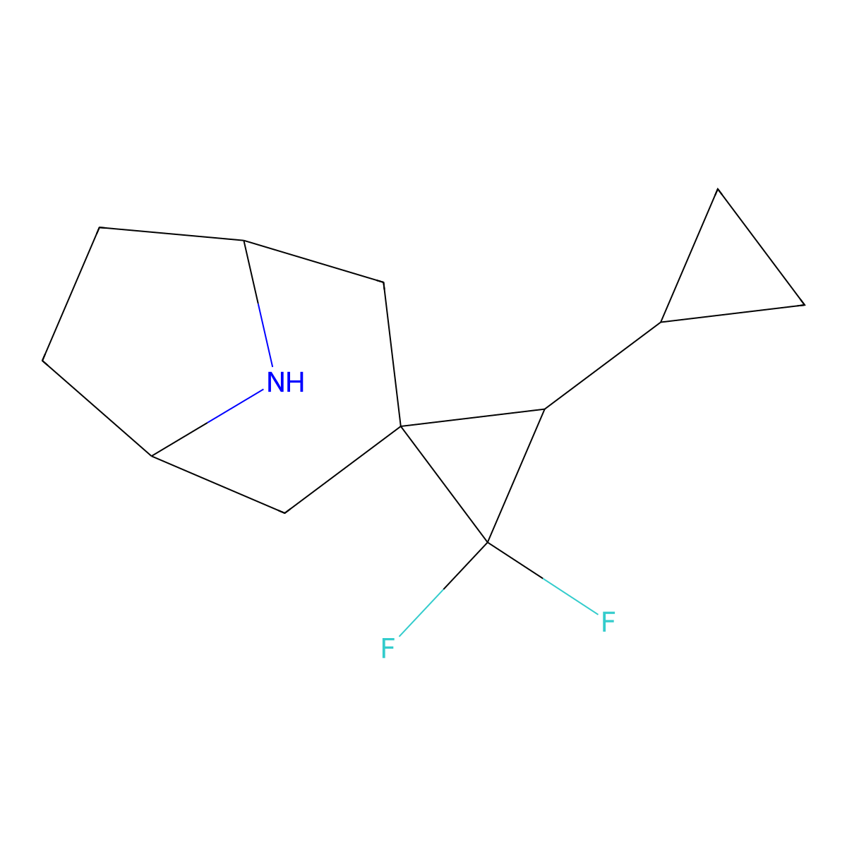 3'-Cyclopropyl-1',1'-difluoro-spiro[8-azabicyclo[3.2.1]octane-3,2'-cyclopropane] molecular structure, CAS 2098114-03-3