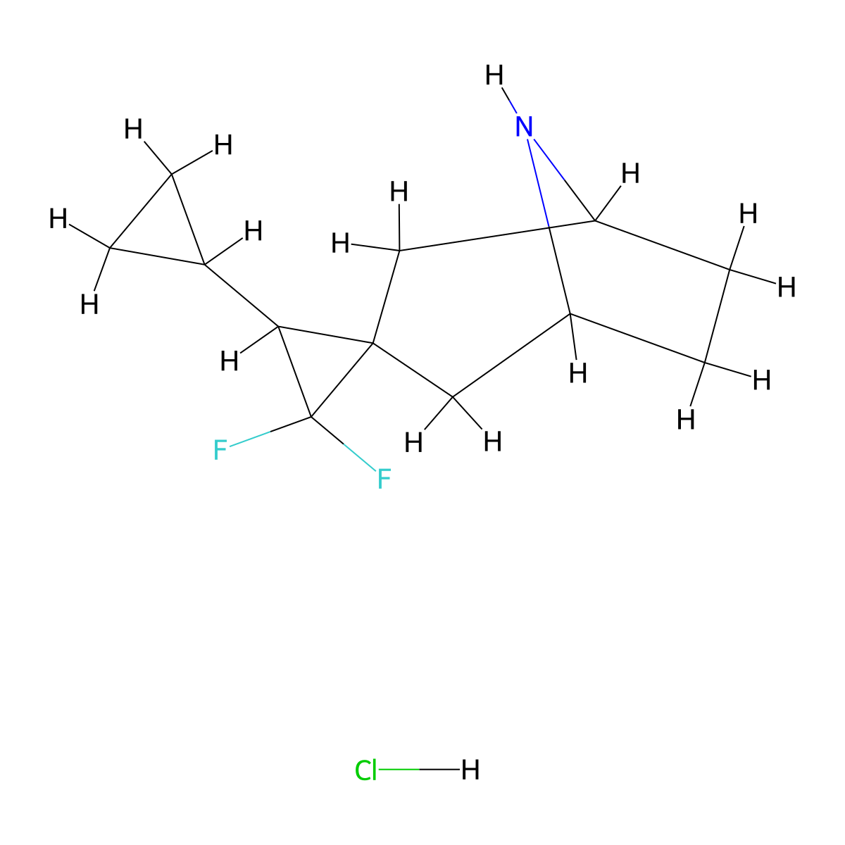 3'-Cyclopropyl-2',2'-difluoro-8-azaspiro[bicyclo[3.2.1]octane-3,1'-cyclopropane] hydrochloride molecular structure, CAS 2098114-04-4