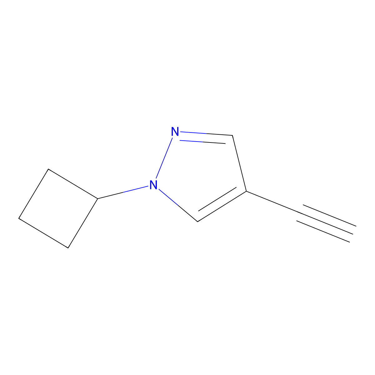 1-cyclobutyl-4-ethynyl-1H-pyrazole molecular structure, CAS 2098114-31-7
