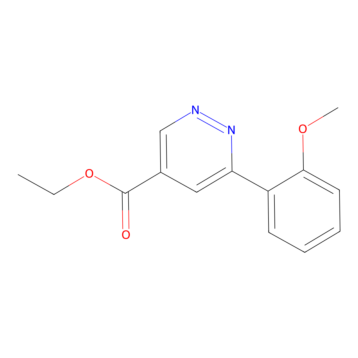 Ethyl 6-(2-methoxyphenyl)pyridazine-4-carboxylate molecular structure, CAS 2098117-32-7